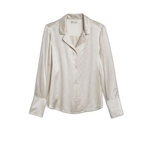 Banana Republic Bliss 100% Silk Resort Button Down Blouse White Women’s XL